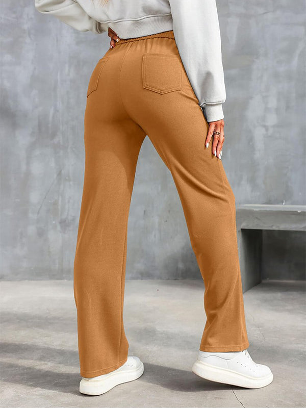 ⏳ Solid Colour Casual Straight Leg Multi-Pocket High Stretch Pants