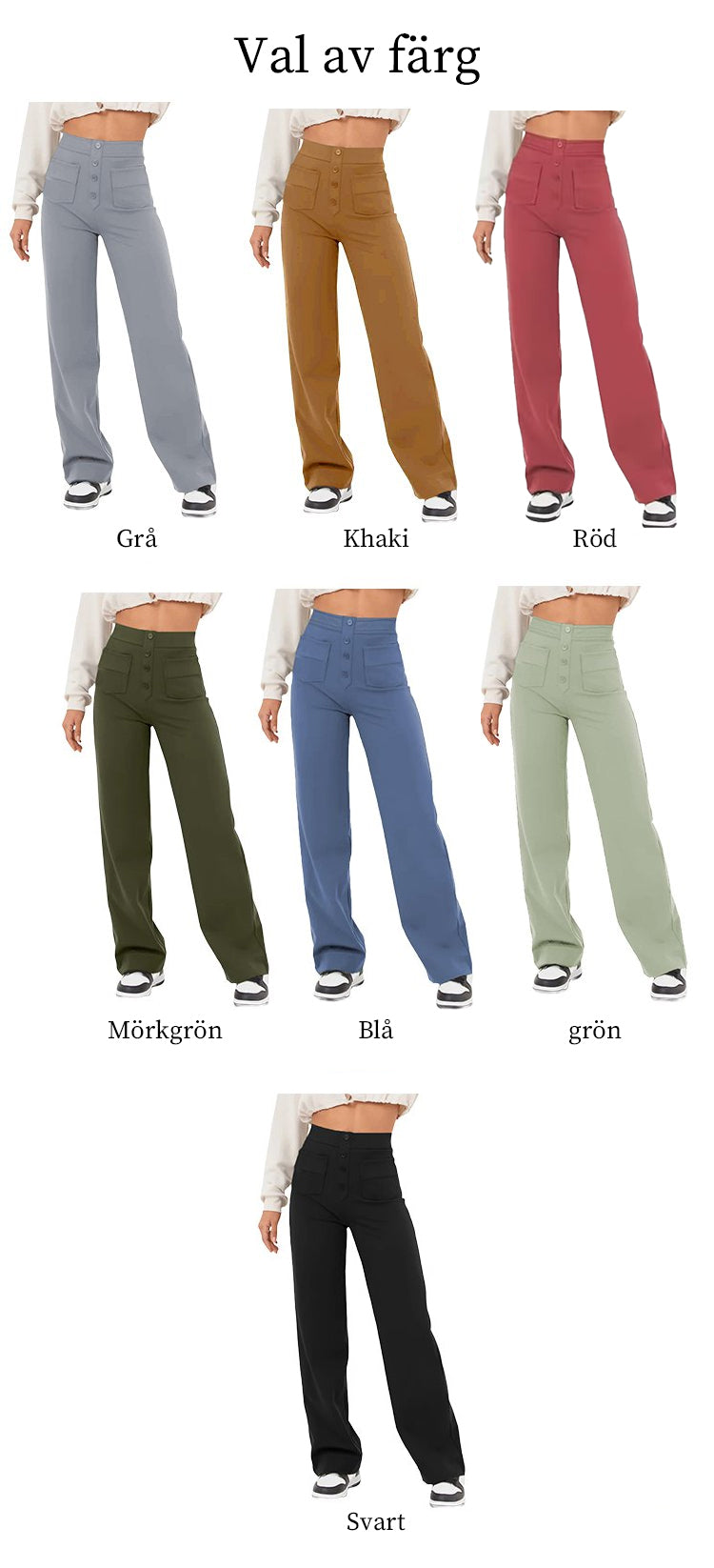 ⏳ Solid Colour Casual Straight Leg Multi-Pocket High Stretch Pants